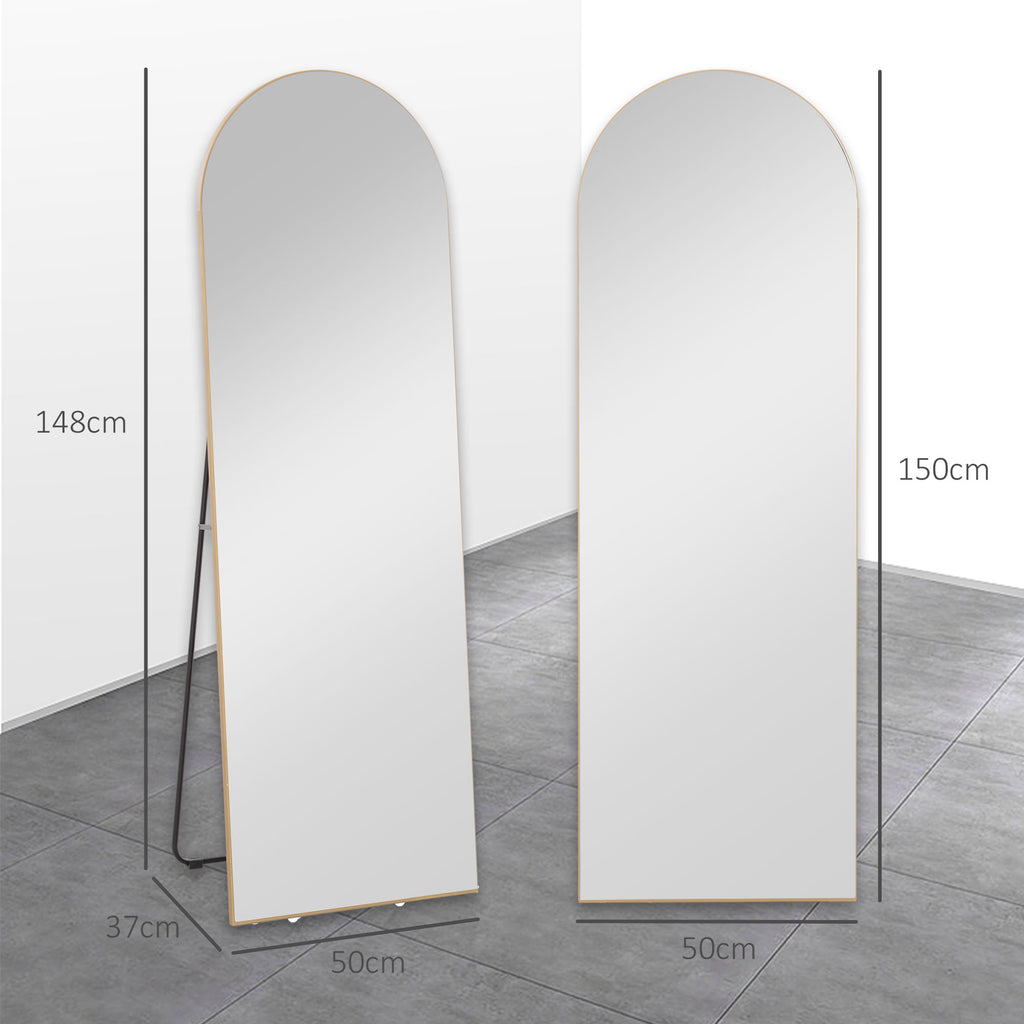 Miroir en pleine longueur 50 x 150 cm miroir sur pied grand miroir mural sans cadre  pour salon, ton doré